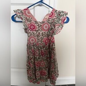 Pink Chicken Pink and Olive Floral Ruffle Dress